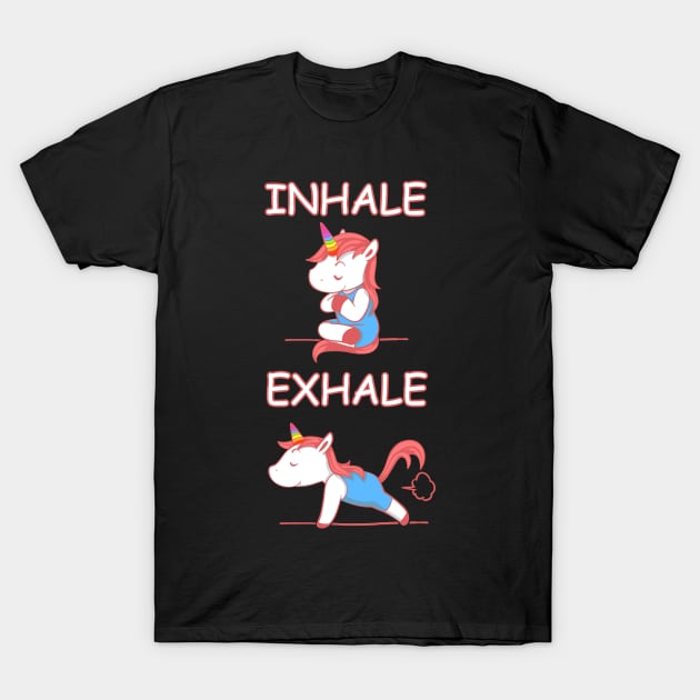 Yoga Unicorn Inhale Exhale T-Shirt by tshirttrending